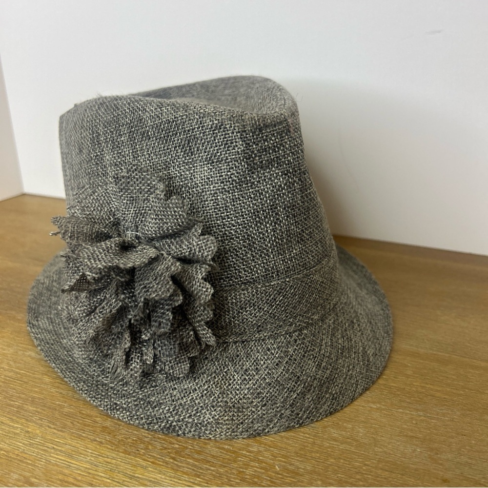 Vintage Ellen Tracy Tweed Gray And Black Fedora One Size Fits Hat - Picture 2 of 7